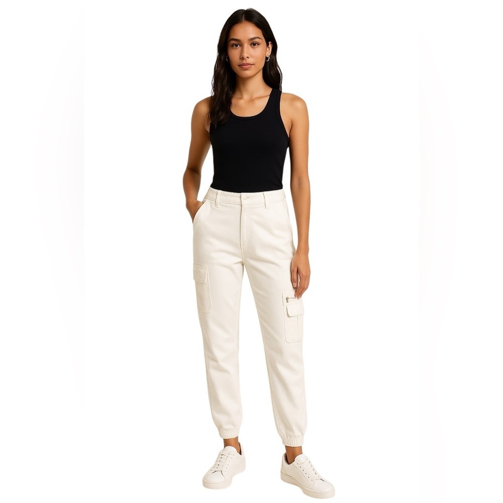Rachel Paige White Cargo Jogger Pants Utility Streetwear Athleisure Size Medium